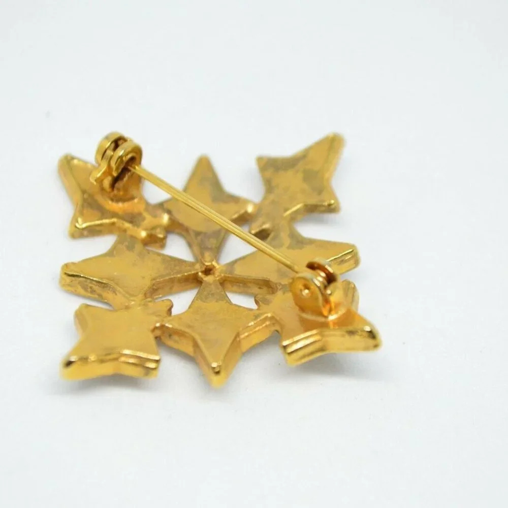 Clear Rhinestone Star Designed Cross Gold Tone - Picture 4 of 4